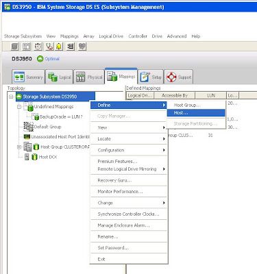 Crear nuevo host en SAN IBM DS3950 para asignar unidad lógica