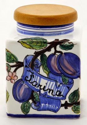  TOSCANA: Cubic canister w/wood sealing lid 'Farina' [Flour] [#224918-2307]
