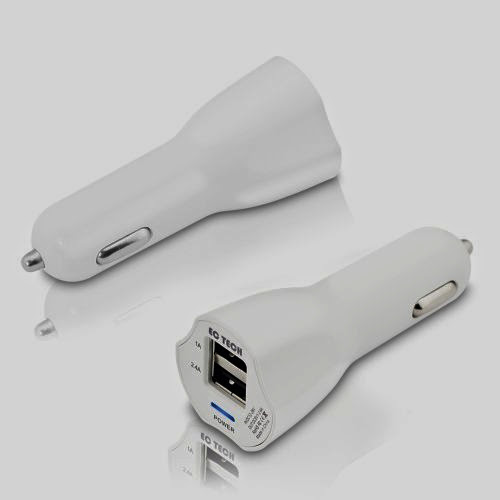  EC TECHNOLOGY 17W Dual USB New 2.4Amps(Max) LED Display Light Car charger Designed for Apple iPad 4,The New iPad, iPad mini, iPhone 5(Lightning Adapter not included), iPhone 4S, iPod, Samsung Galaxy Series Smartphones S4, S3 Mini I8190, S3 i9300, Note 2, HTC Sensation, One X V S, EVO 4G, Thunderbolt, HTC 8X, HTC Droid DNA, Nokia Lumia 920 900 N9, Motorola Razr X 3 2 Bionic, Atrix 2, Triumph, LG Optimus, Nexus 4, Optimus Vu2 Device(NOT Compatible With Samsung Galaxy Tab Series  &  Asus Transformer) - White Color