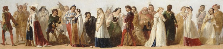Procesja postaci z dramatów Szekspira nieznanego artysty z XIX wieku