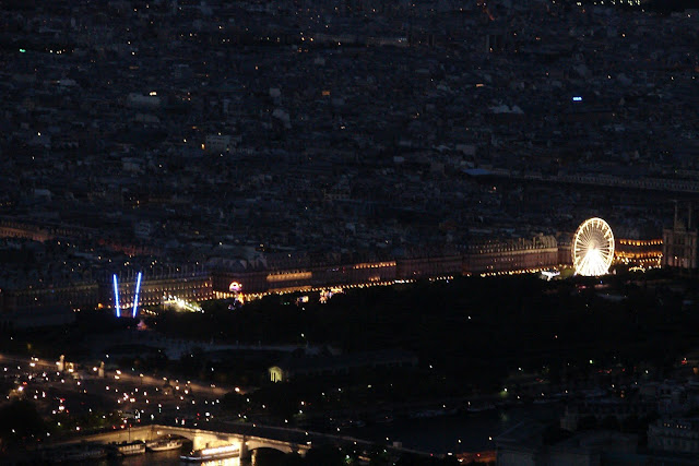 Views of Paris from the Eiffel Tower at Night