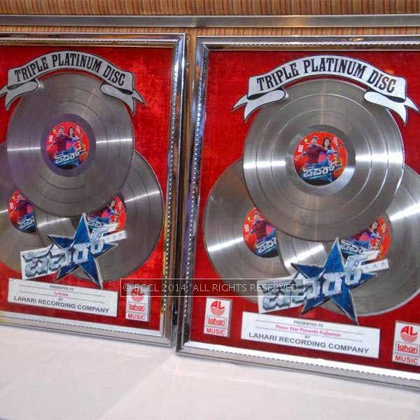 The platinum discs of Power *** at the press meet held in Bangalore.