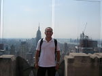Me at the lower level of viewing and the ESB - note that there are THREE levels, with the topmost having no glass