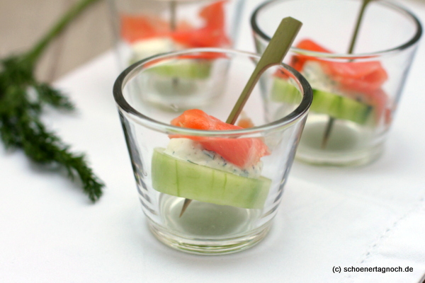 Fingerfood: Lachs-Gurken-Spießchen mit Frischkäse - Schöner Tag noch!