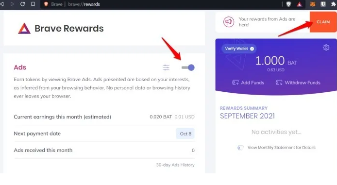 Brave Rewards Dashboard