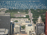 A giant mass of people can be seen; they were there for the Taste of Chicago festival