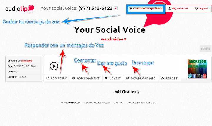 Audiolip mensajes de voz