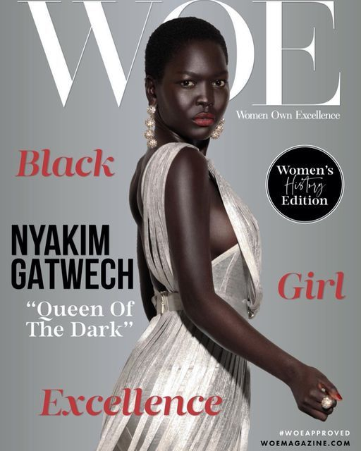 Nyakim Gatwech poses up storm on the cover of a magazine