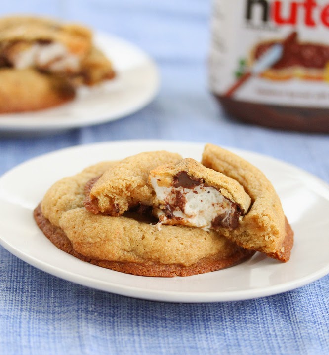 Nutella Stuffed S'more Cookies