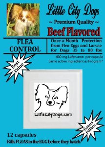  Little City Dogs once-a-month FLEA CONTROL Capsules for Dogs 35 to 80 lbs - TWELVE 400 mg Lufenuron Capsules ...Same Active Ingredient As Program� - a full year of protection from flea eggs & larvae