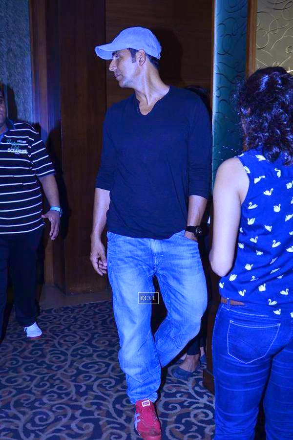 Akshay Kumar during the first look of movie Entertainment, held at Sun-N-Sand, in Mumbai. (Pic: Viral Bhayani)