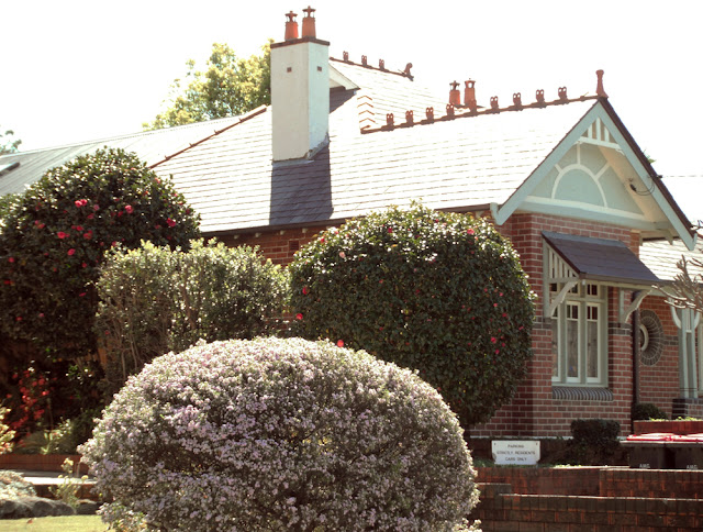 36 Dalhousie Street Haberfield with sunrise in gable and fretwork gable decoration, surmounted with finial at apex
