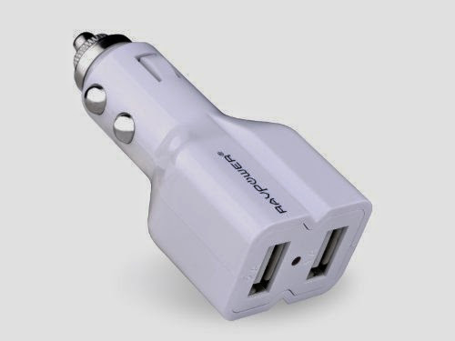 RAVPower RP-CC01 Dual USB Car Charger (15.5W / 3.1Amps Output, White), for iPhone 5S, 5C, 5, 4S, 4, iPad 4, 3, 2, Mini, iPods, Samsung Galaxy S4, S3, S2, Note 3, Note 2, HTC One, EVO, Thunderbolt, Incredible, Droid DNA, Motorola ATRIX, Droid, Moto X, Google Glass, Nexus 4, Nexus 7, Nexus 10, LG Optimus, PS Vita, GoPro and More