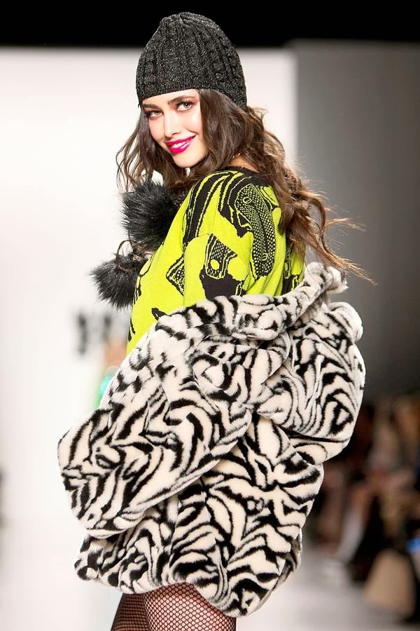 A model presents a creation of Betsey Johnson during New York Fashion Week on February 12, 2014.