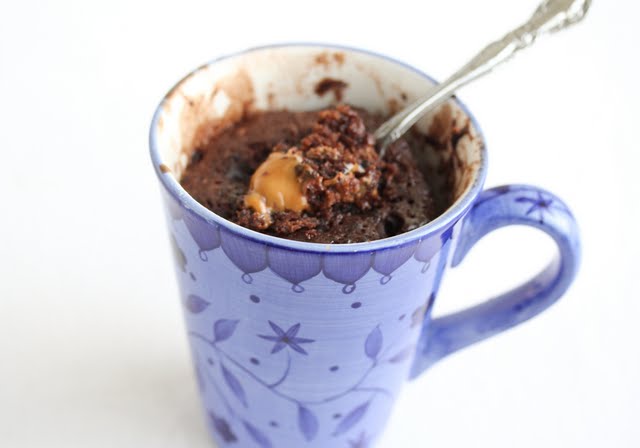 close-up photo of a Chocolate Caramel Mug Cake