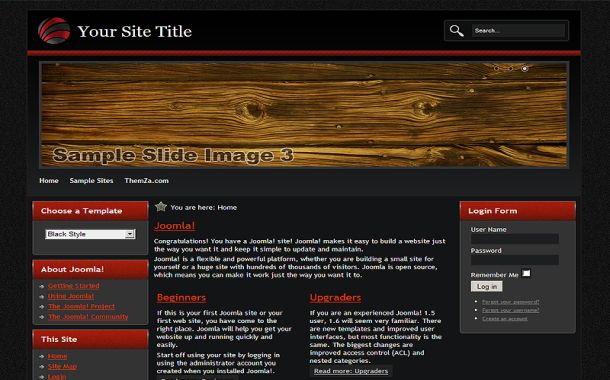 Wooden Black Red Business Joomla Theme Template
