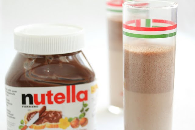 photo of a jar of nutella and a nutella milkshake