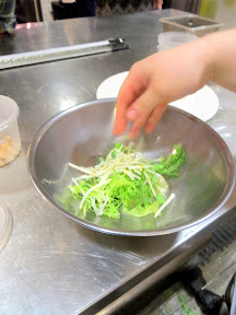 Starting off by learning how to make a new seasonal salad that boasts celery root, chicory, toasted hazelnuts, apple and fried sweet potato strings at Blue Hour Portland for a salad that is crisp and fun with textures