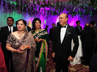 Nirmal Raheja, Anjali and Kamal Goel during Nayan Raheja's wedding reception, hosted by Navin Raheja and held at hotel Taj Palace, New Delhi.