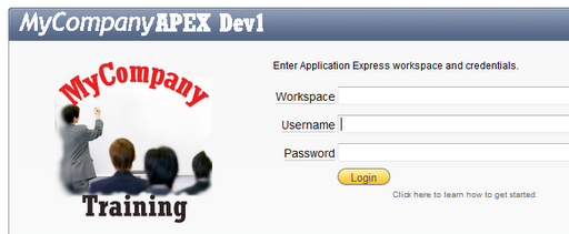 Customized APEX workspace logon page