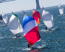 J/105 sailboats- sailing to finish from Golden Gate Bridge