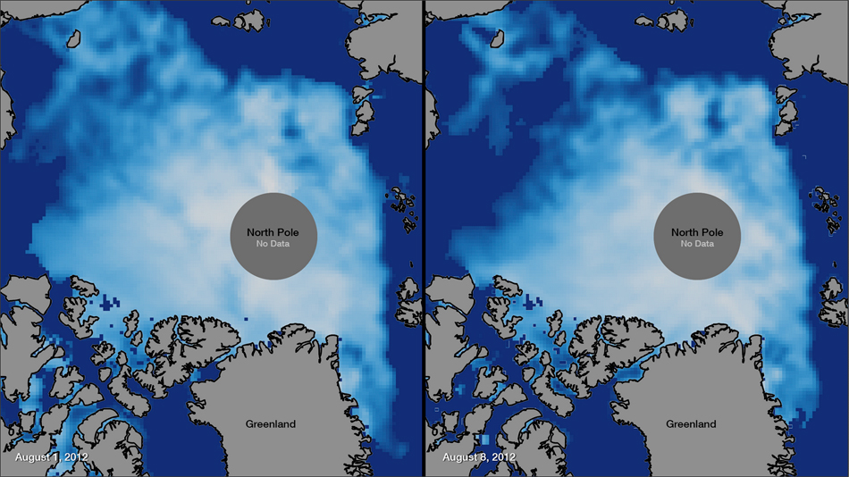 Se genera una baja polar insualmente intensa (para el verano) en Océano Ártico