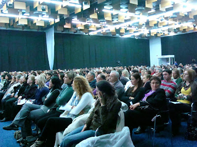 Vassula speaks to the people at Zagreb Fair Congress Hall on October 29, 2010