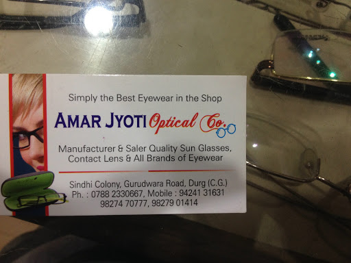 Amar jyoti optical co, Gurudwara Rd, Sindhi Colony, Guru Nanak Nagar, Durg, Chhattisgarh 491001, India, Optical_Products_Manufacturer, state CT