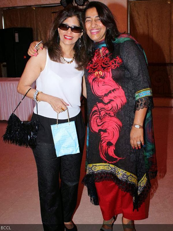 Bina Aziz with b'day girl Anu Ranjan during the latter's b'day party, held in Mumbai, on October 9, 2013.