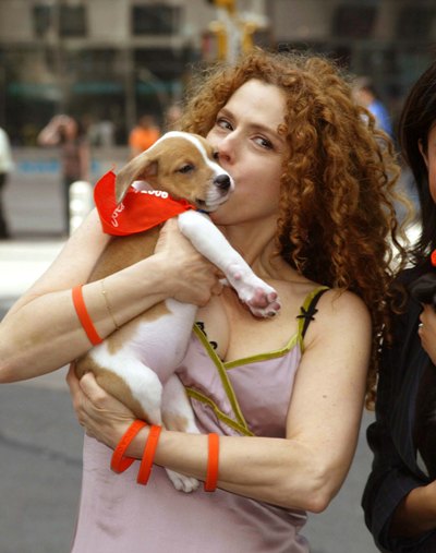 Bernadette Peters and a puppy