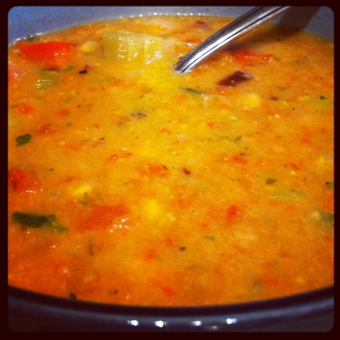 A Kinder Katie: Roasted Red Pepper, Chili, and Sweet Corn Soup