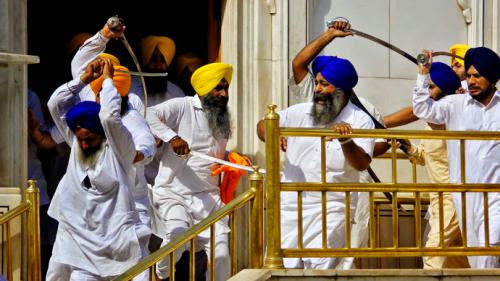 Swordfight At Indian Golden Temple