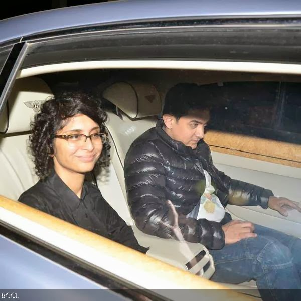 Kiran and Aamir arrive at the screening of Gunday, held at Yashraj, in Mumbai, on February 13, 2014. (Pic: Viral Bhayani)