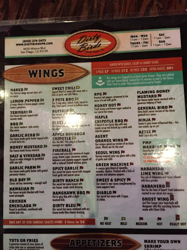 Chicken Wings Restaurant «Dirty Birds», reviews and photos, 4656 Mission Blvd, San Diego, CA 92109, USA