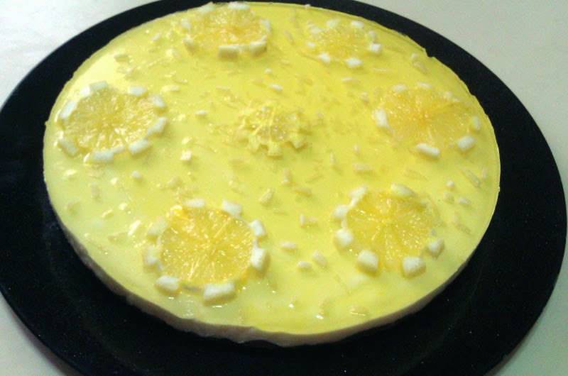 Tarta fría de limón en Crema fría de limón