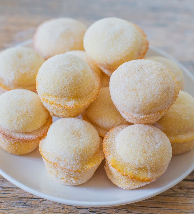close-up photo of a plate of Sugar Donut Muffins