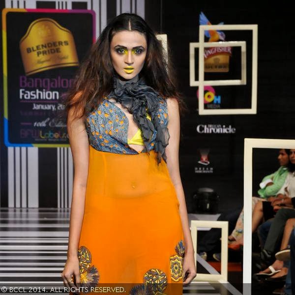 A model walks the ramp in a creation by designer Abhishek Dutta during Blenders Pride Bangalore Fashion Week.