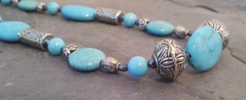 Clearly Country Turquoise and Silver Beaded Chunky Necklace