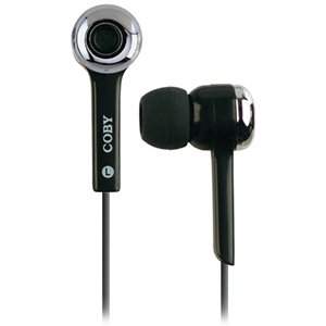  Coby CVE91BLK Isolation Stereo Earphones with Volume Control, Black