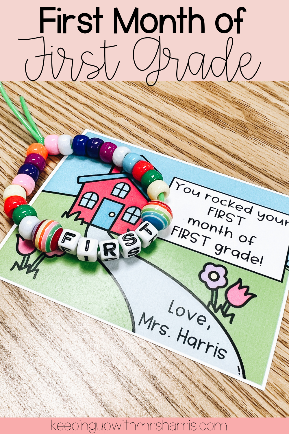 First month of first grade class celebration with bracelet making.