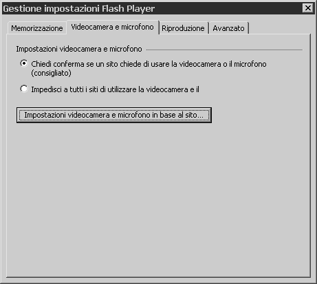 Flash Player - Pannello di controllo Flash Player - Pannello di controllo