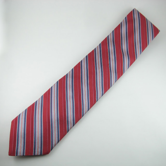 John Nordstrom Red Blue Striped 100 Silk Neck Tie Extra Long 63 ...