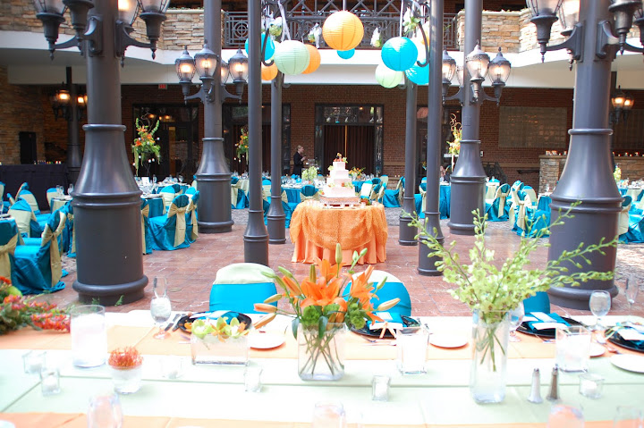 Inn at St. John's wedding reception in the Atrium in Plymouth, MI