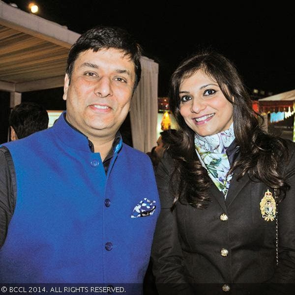 Anupam and Charu Parasher at the book launch party of Times Food and Nightlife Guide, Delhi, 2014, held at hotel ITC Maurya, New Delhi, on January 27, 2014.