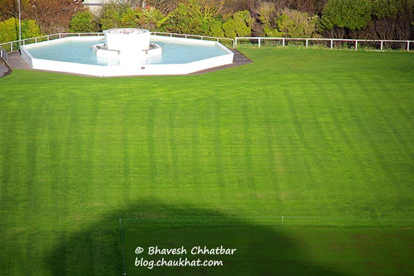 Well maintained ground lawn as seen from the Kelburn station of Wellington Cable Car