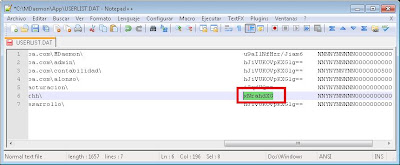 Opci�n por defecto de MDaemon para guardar las cuentas de usuario en fichero USERLIST.DAT