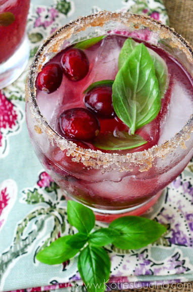 cranberry basil margarita from KatiesCucina.com #summersippers