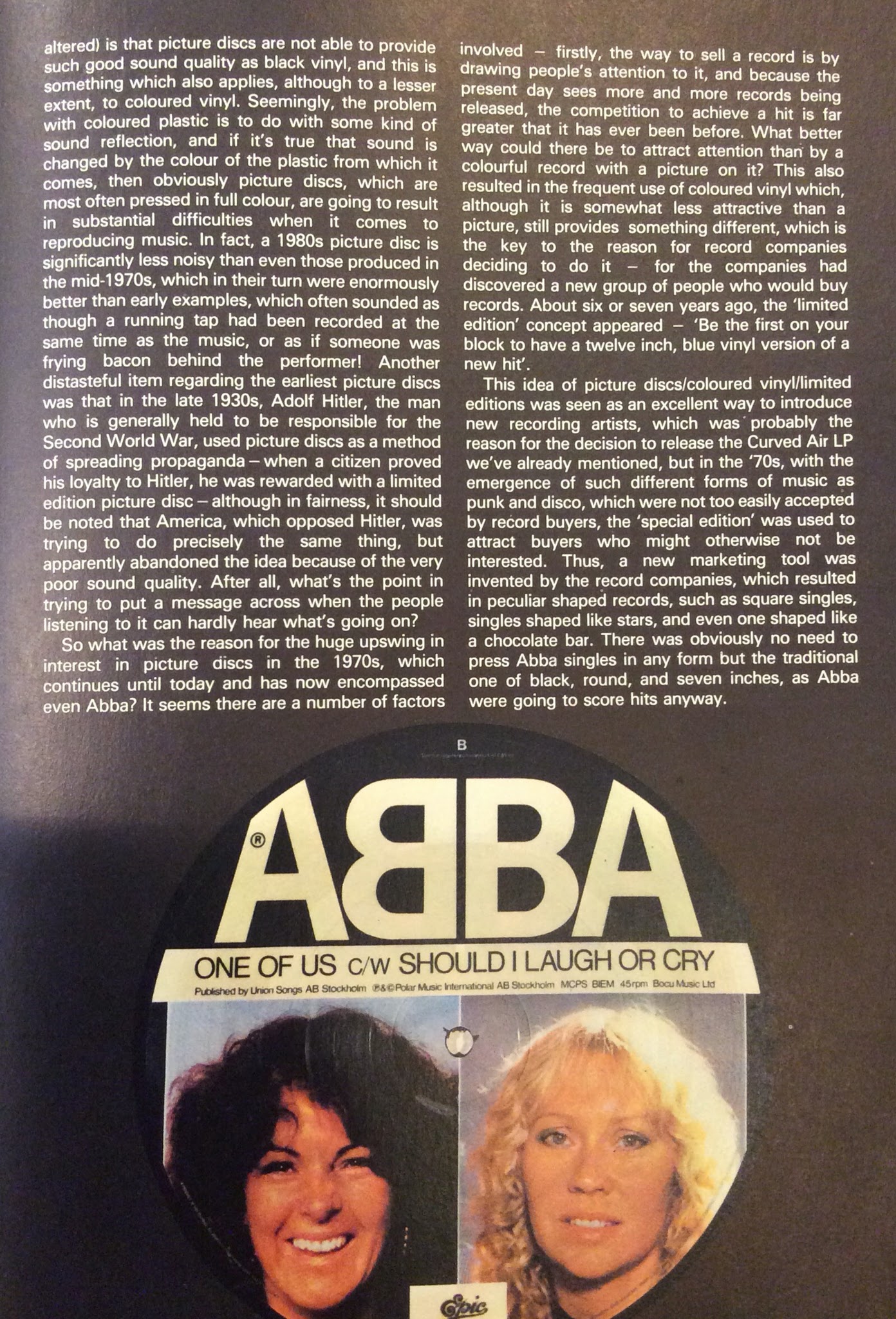ABBA Fans Blog: Abba Annual Article On Picture Discs