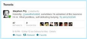 Stephen Fry's tweet about The Hobbit