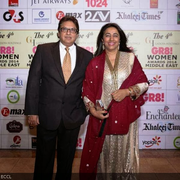 Shashi Ranjan and Anu Ranjan during the 4th Gadoya Holdings GR8! Women Awards 2014 held at The Sofitel Palms, Dubai.<br /> 